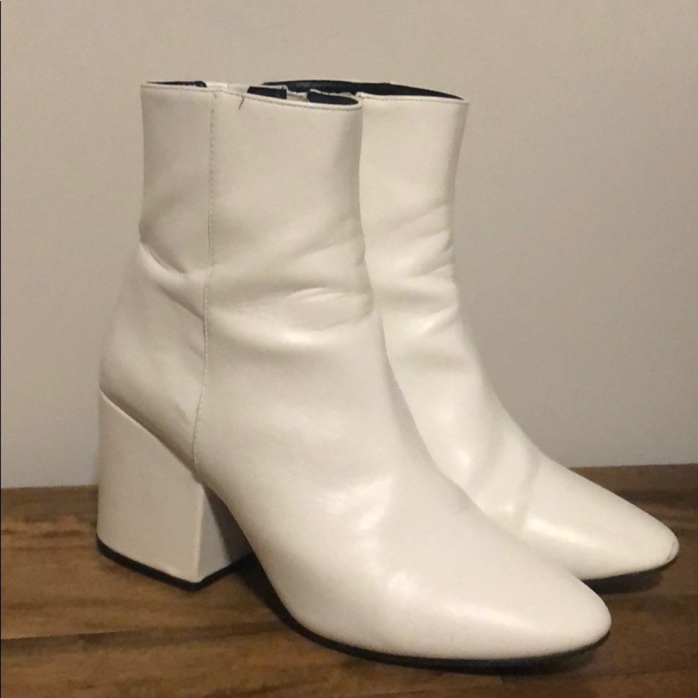 ASOS White Block Heel Boots